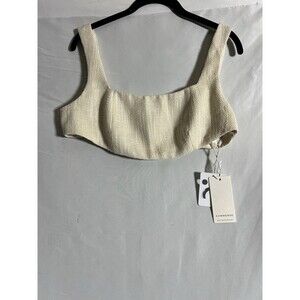 Commence Ivory Tweed Crop Top Women's L Cotton Blend Lined  Boho  Party …